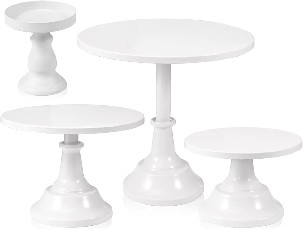 4 PCS White Cake Stand Set Round Metal Cake Stands Metal Cupcake Holder Gold Dessert Table Displa... | Amazon (CA)