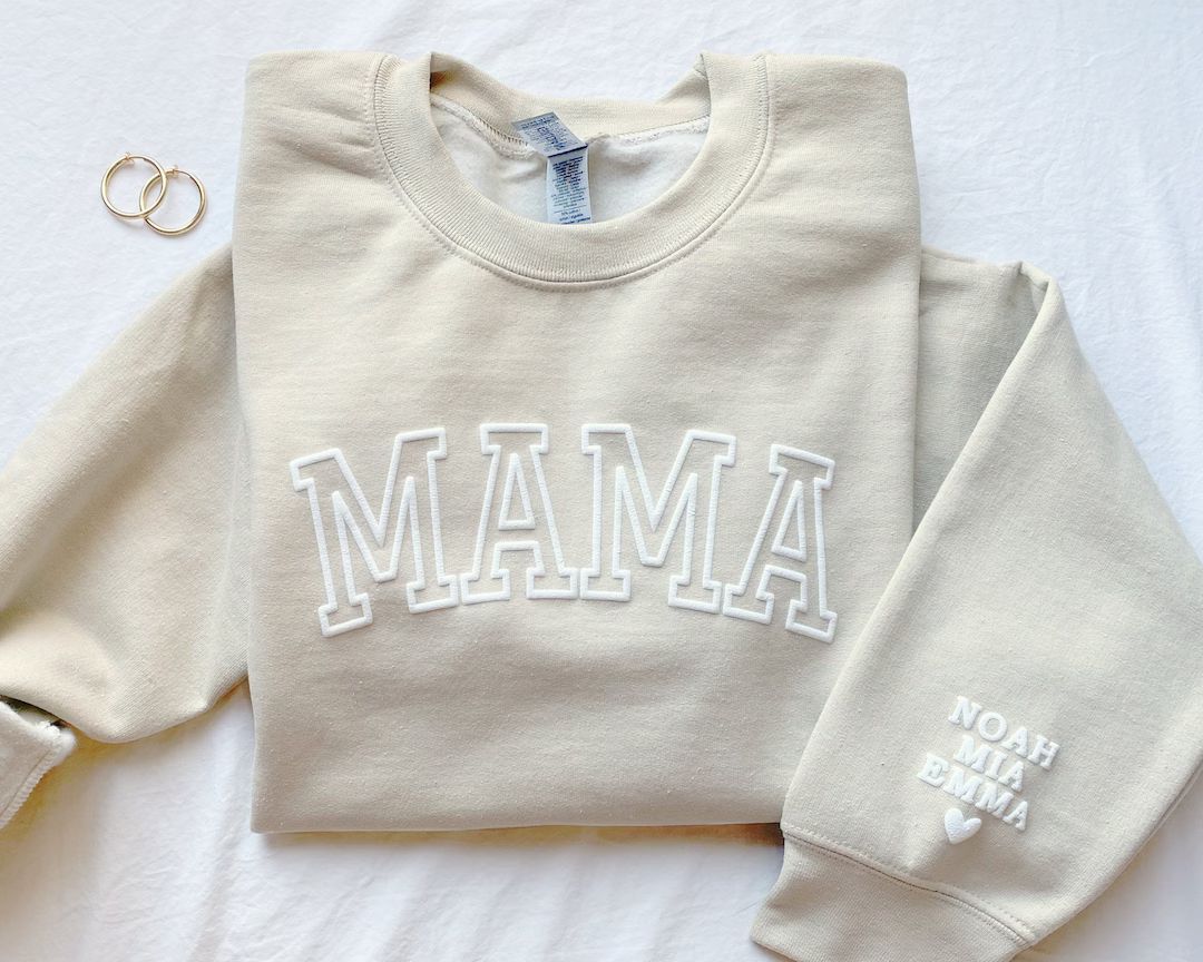 Personalized Mama Sweatshirt With Kid Names on Sleeve Mothers - Etsy | Etsy (US)