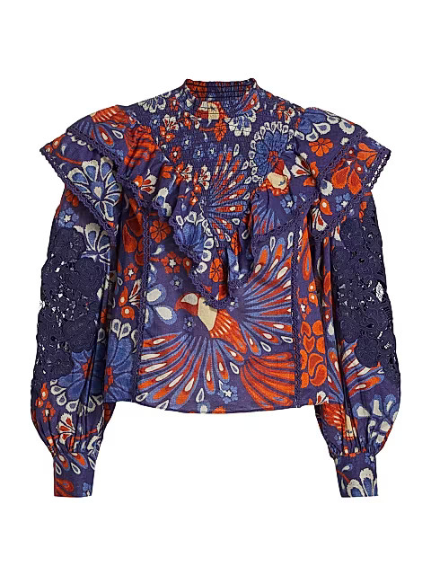 Pineapple Flowers Ruffled Blouse | Saks Fifth Avenue