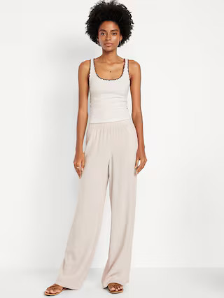 High-Waisted Linen-Blend Wide-Leg Pants | Old Navy (US)