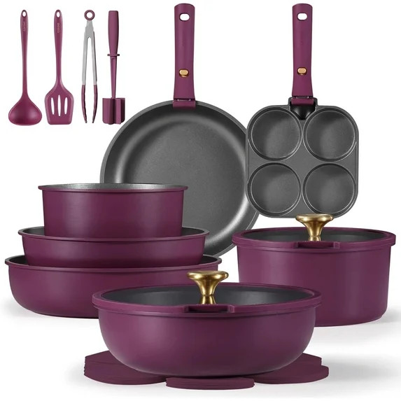 Carote 20 Pcs Nonstick Cookware Sets, Pots and Pans Set with Detachable Handles, Oven Safe, Induc... | Walmart (US)