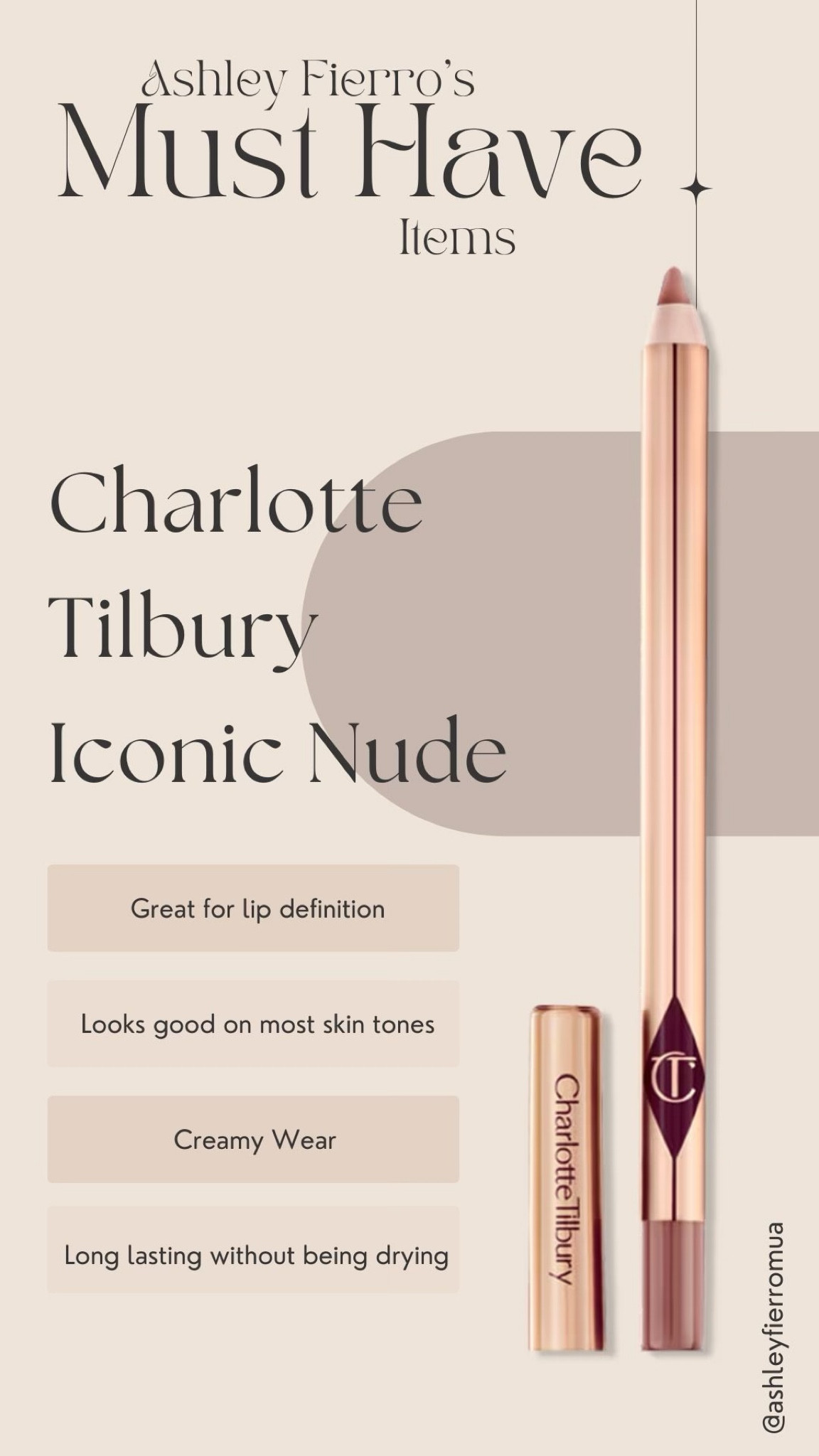 My Must-Have go-to lip liner is hand La down Charlotte Tilbury’s Iconic Nude. It’s the perfect neutral to cool shade to define lips and tone down any look. Could not live without it! Trust me! 
#ashleyfierro #gotoptoduct #musthave #musthavelipliner #charlottetilbury 

#LTKFindsUnder50 #LTKBeauty #LTKGiftGuide