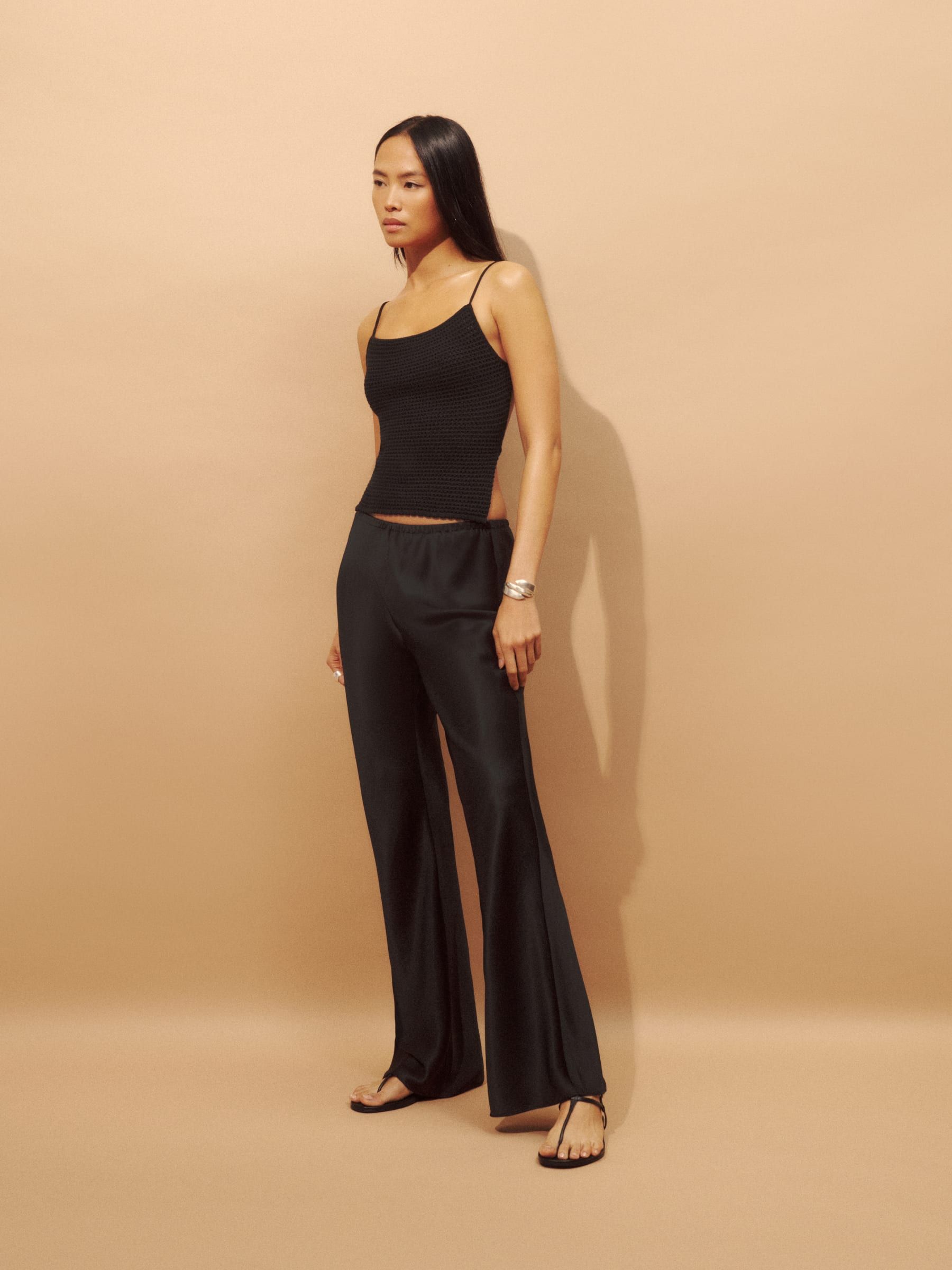 Gale Satin Mid Rise Bias Pant | Reformation (Global)