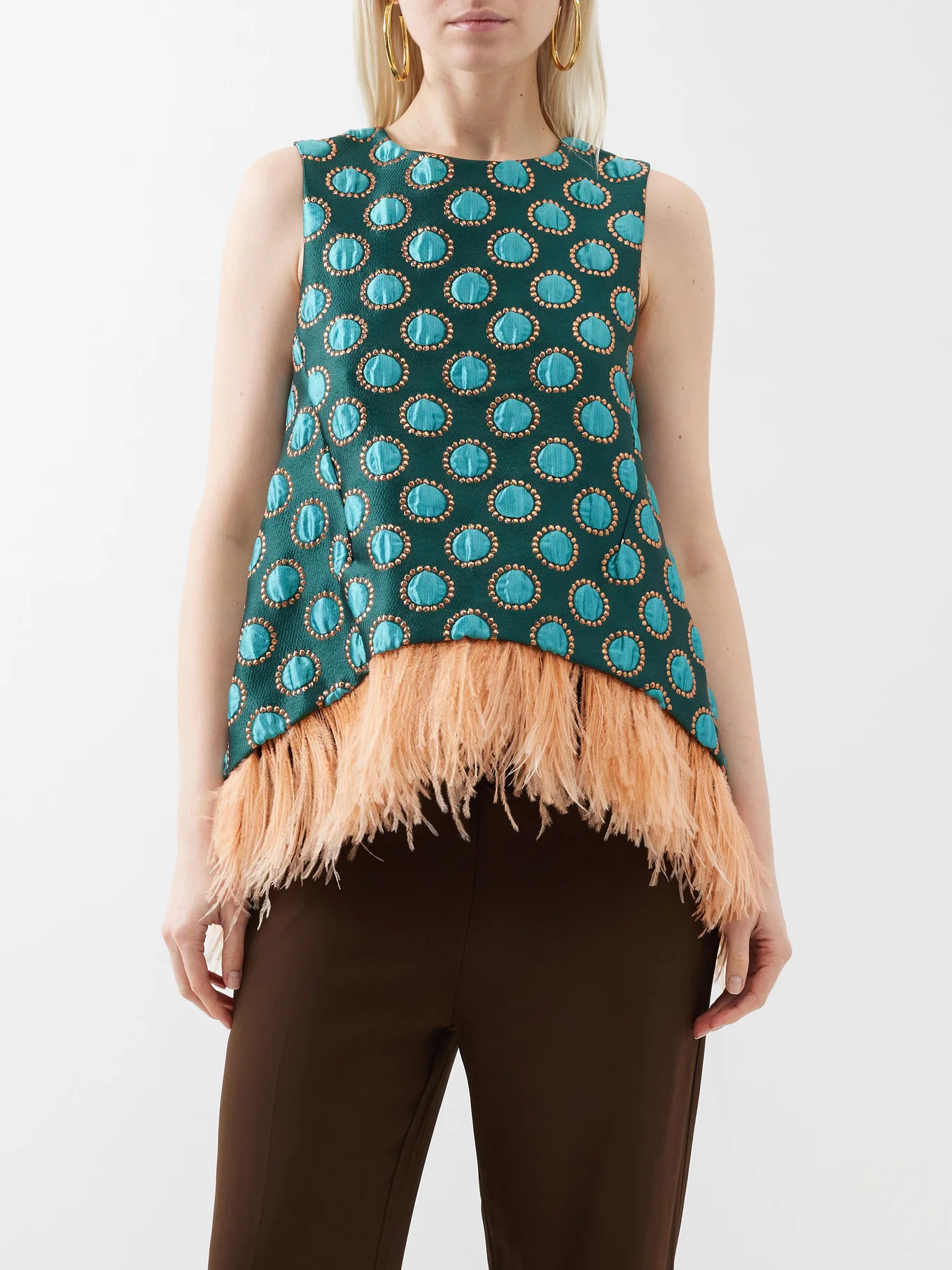 La Scala feather-trim jacquard top | La DoubleJ | Matches (US)