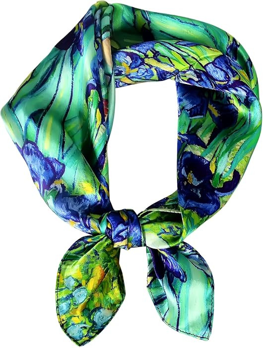 Women 100% Mulberry Silk Neck Scarf 21" Square Floral Neckerchief | Amazon (US)