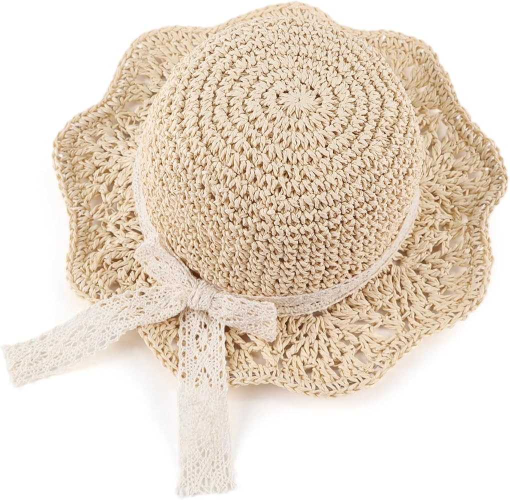 JANGANNSA Baby Girl Straw Hat Outdoor Baby Sun Protection Hats Summer Bowknot Beach Cap for Infan... | Amazon (US)