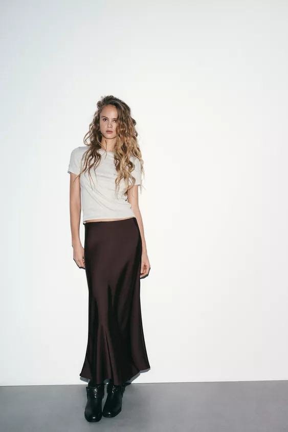 SATIN MIDI SKIRT | Zara UK