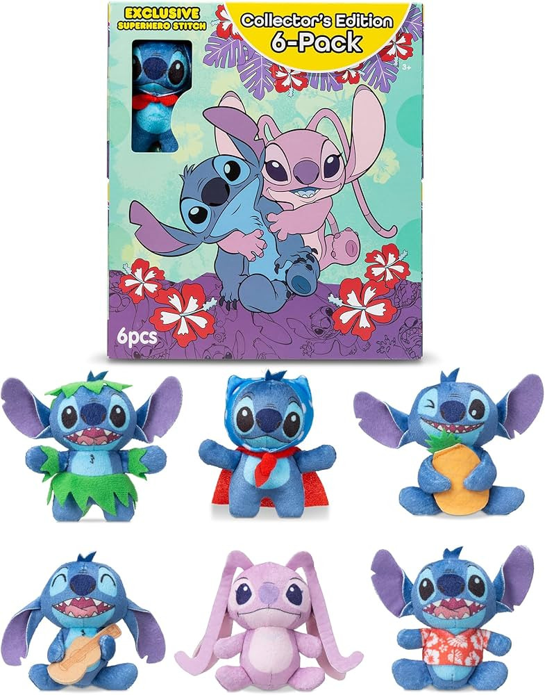 Disney Stitch 6 Pack - Miniature Plush Figure, Suffed Animal, Toy Mini Soft Figure for Kids, Girl... | Amazon (US)
