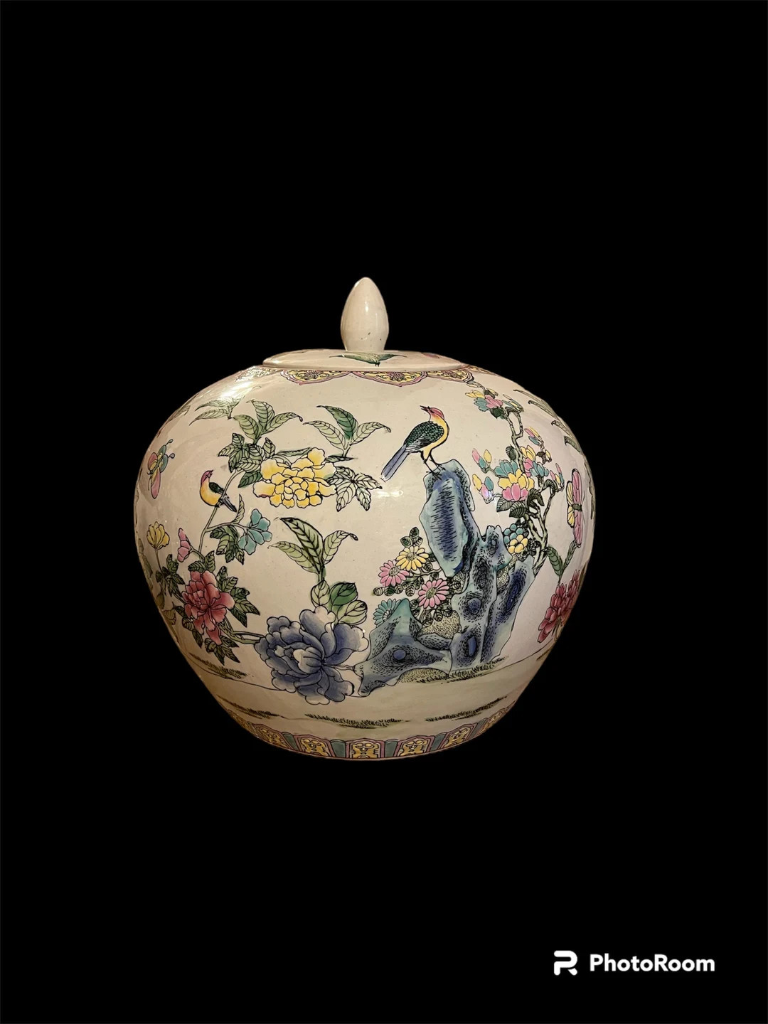 Large Vintage Chinese Ginger Jar: Hand-painted Birds & Flowers - Etsy | Etsy (US)