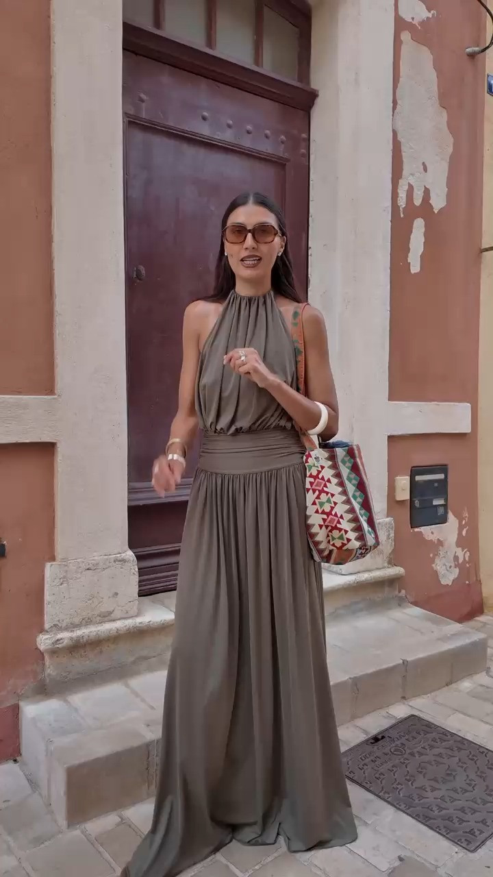 Massimo Dutti, Sunglasses, Flowy Dress, Moccha Dress, Halterneck Dress, Maxi Dress, Flat Sandals, Summer Outfit, Style Tips 

 #LTKuk #LTKsummer #LTKeurope