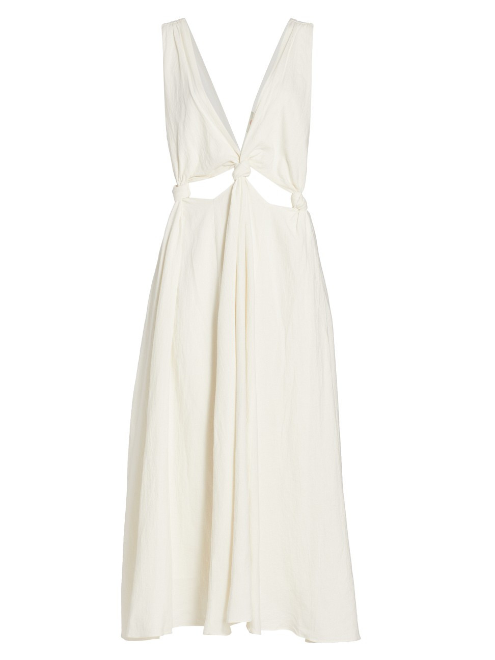 Knotted Cut-Out Linen-Blend Midi-Dress | Saks Fifth Avenue