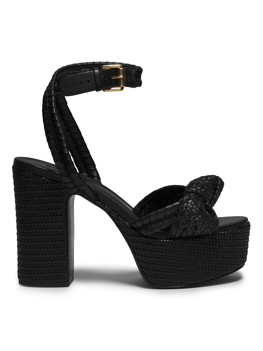 Women's Khari 100MM Knotted Leather Platform Sandals - Black - Size 9.5 | Saks Fifth Avenue