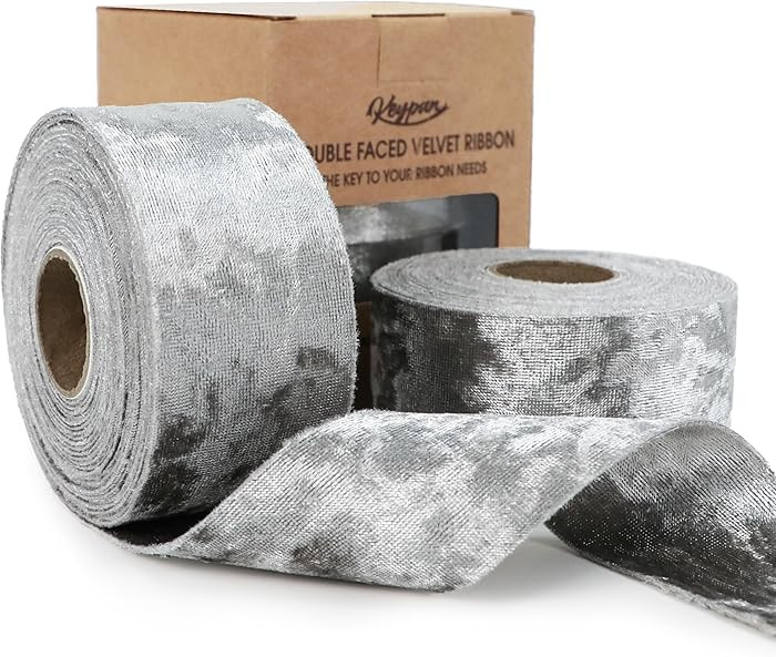 Velvet Silver Ribbon 1-1/2 inch Wide Double-Sided Glossy Fabric Ribbons for Christmas Tree Decor ... | Amazon (US)