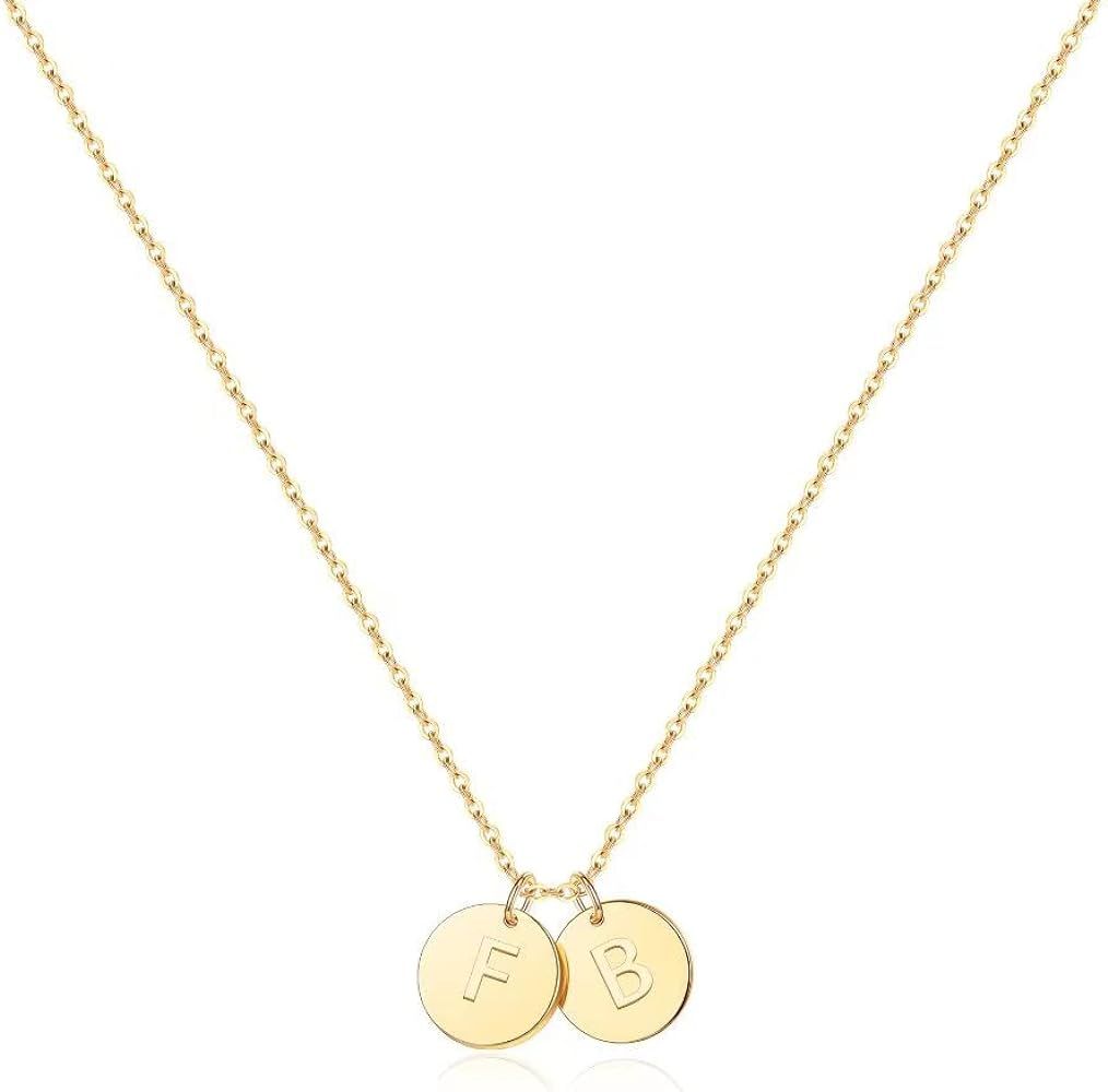 Two Initial Necklace for Women, 14K Gold Plated Dainty You and Her Initial Necklace Relationship ... | Amazon (US)