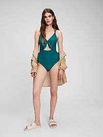 Recycled Bunny-Tie Cutout One-Piece Swimsuit | Gap (US)