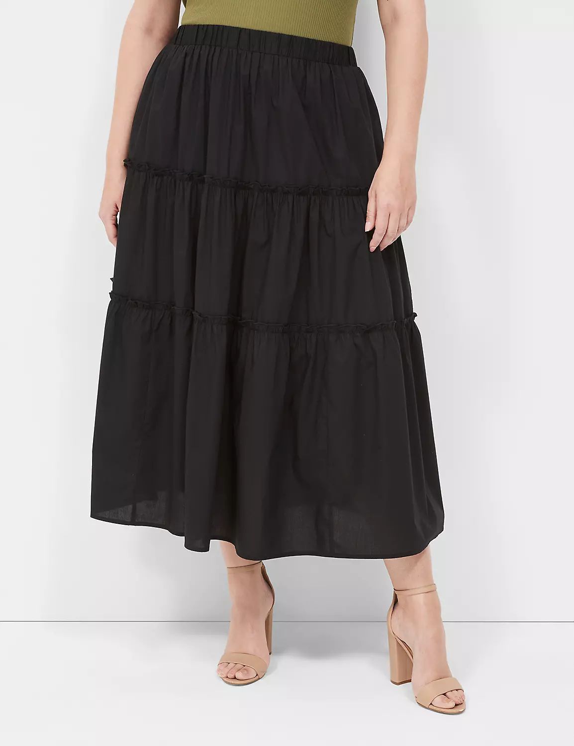 Poplin Tiered Maxi Skirt | LaneBryant | Lane Bryant (US)