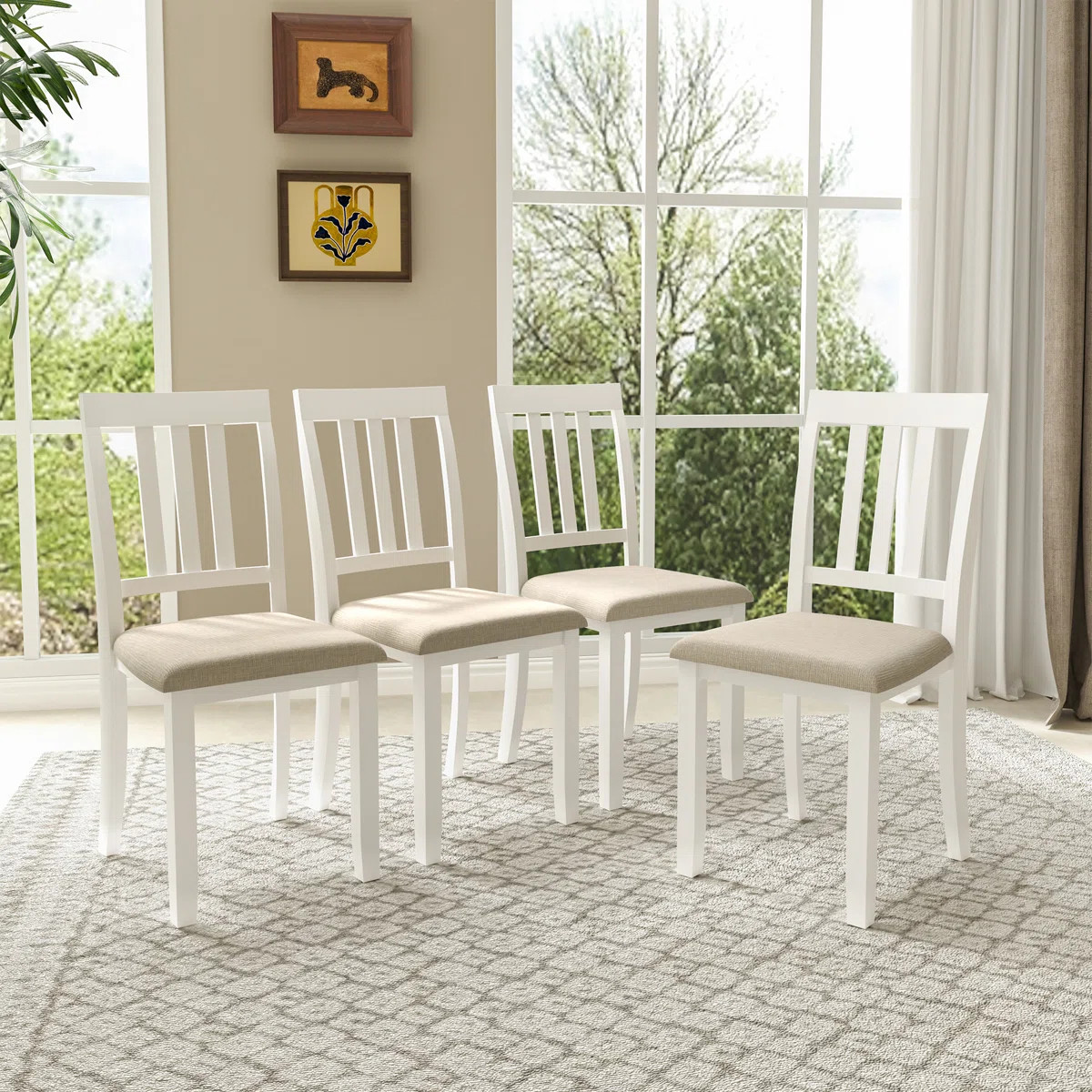 18.5'' H Upholstered Oak Wood Side Chair  (Set of 4) | Wayfair North America