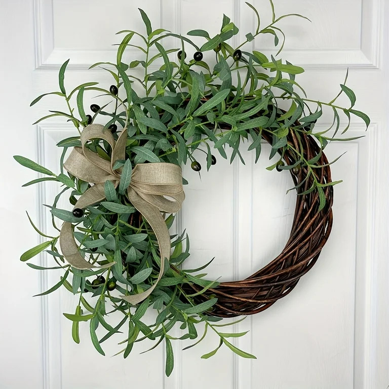 Farship 20Inch Spring Summer Wreath Artificial Green Olive Wreath with Olive Beans Wall Hanging D... | Walmart (US)