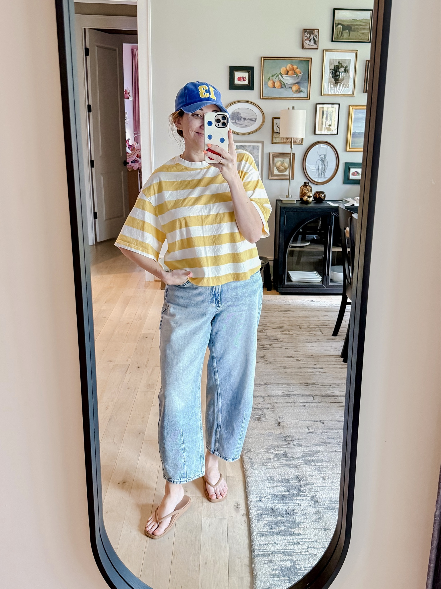 Another game day look for JV baseball! I told yall you would see a lot of yellow and blue every week! I’m just so thankful it was a warming evening. Literally perfect baseball weather! 
Top L / Jeans 12 tts / Croc flops tts 

#LTKMidsize #LTKmomlife #LTKootd