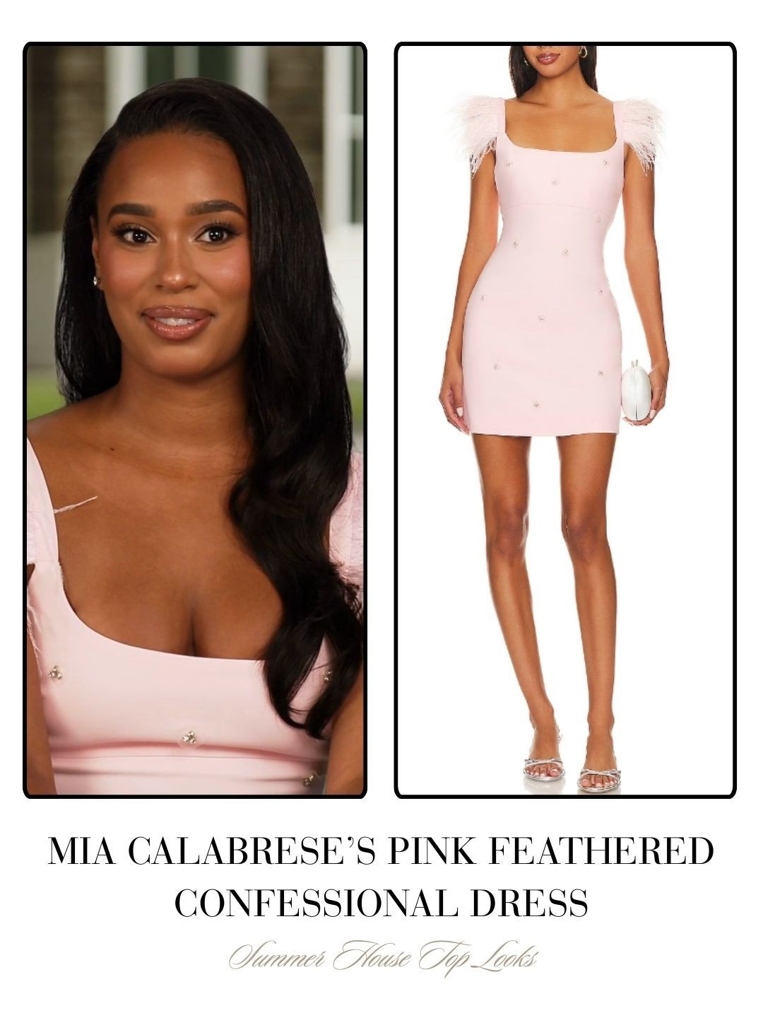Mia Calabrese’s Pink Feathered Confessional Dress