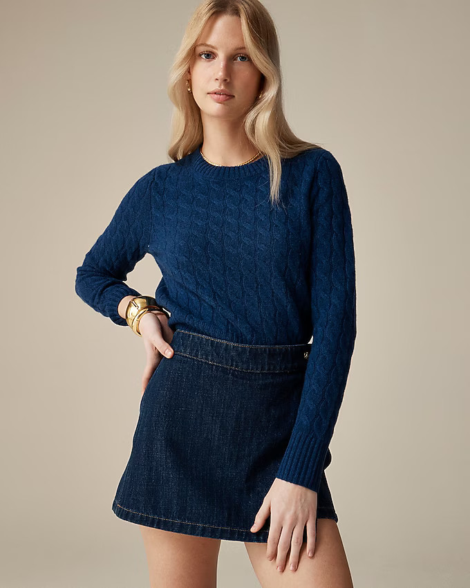 Cashmere shrunken cable-knit crewneck sweater | J. Crew US