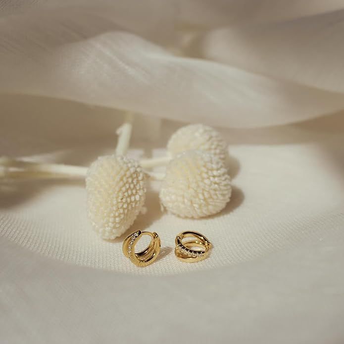 Gold Hoop Earrings for Women,14K Gold Huggie Hoop Earrings for Girl | Amazon (US)