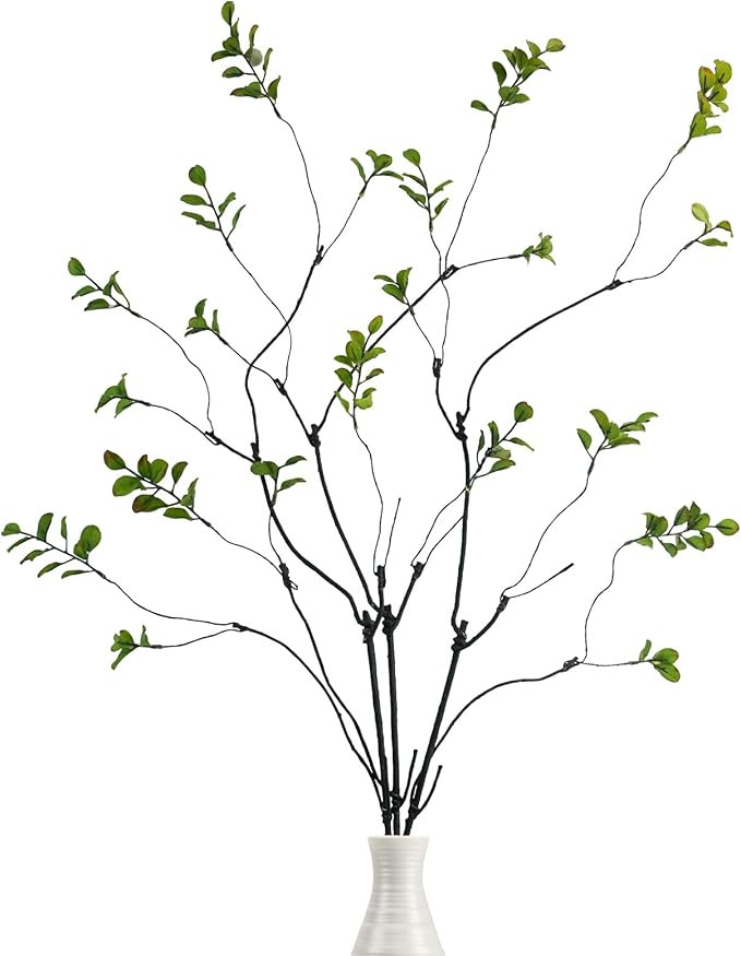 Krissing 3 Pcs Faux Greenery Stems, 37" Tall Fake Ficus Twig Stems Plants Artificial Greenery Ste... | Amazon (US)