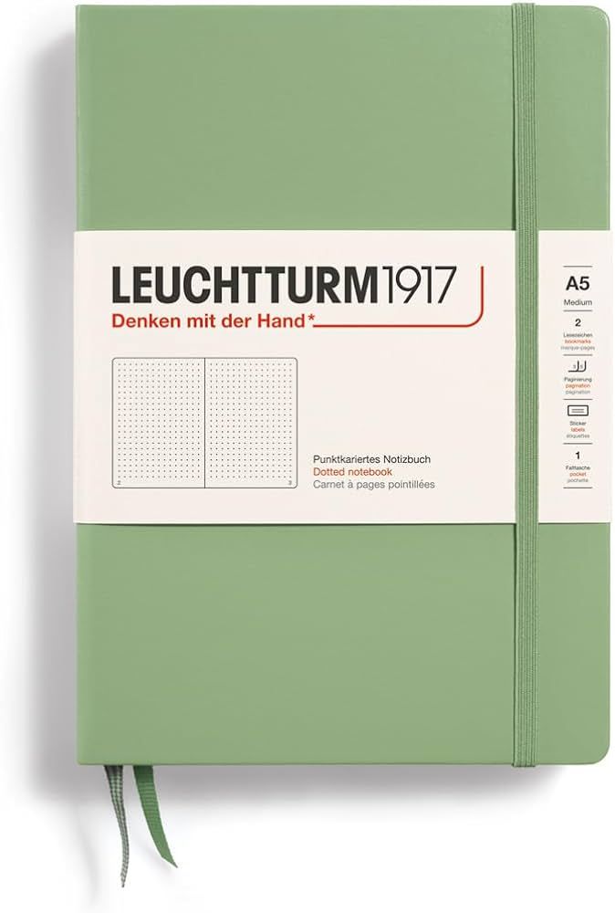 LEUCHTTURM1917 - Notebook Hardcover Medium A5-251 Numbered Pages for Writing and Journaling (Sage... | Amazon (US)