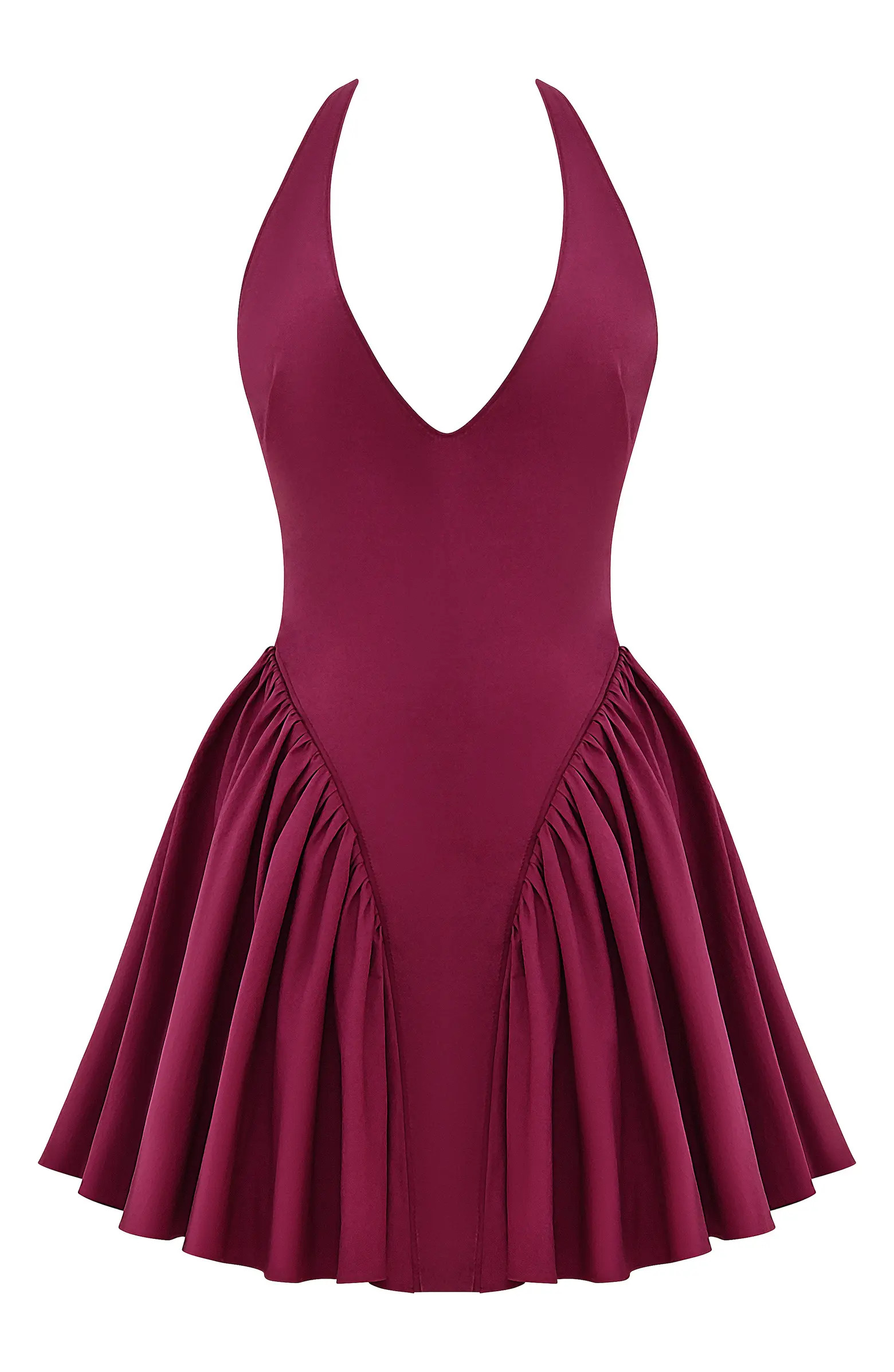 Valentia Plunge Halter Neck Stretch Cotton Minidress | Nordstrom