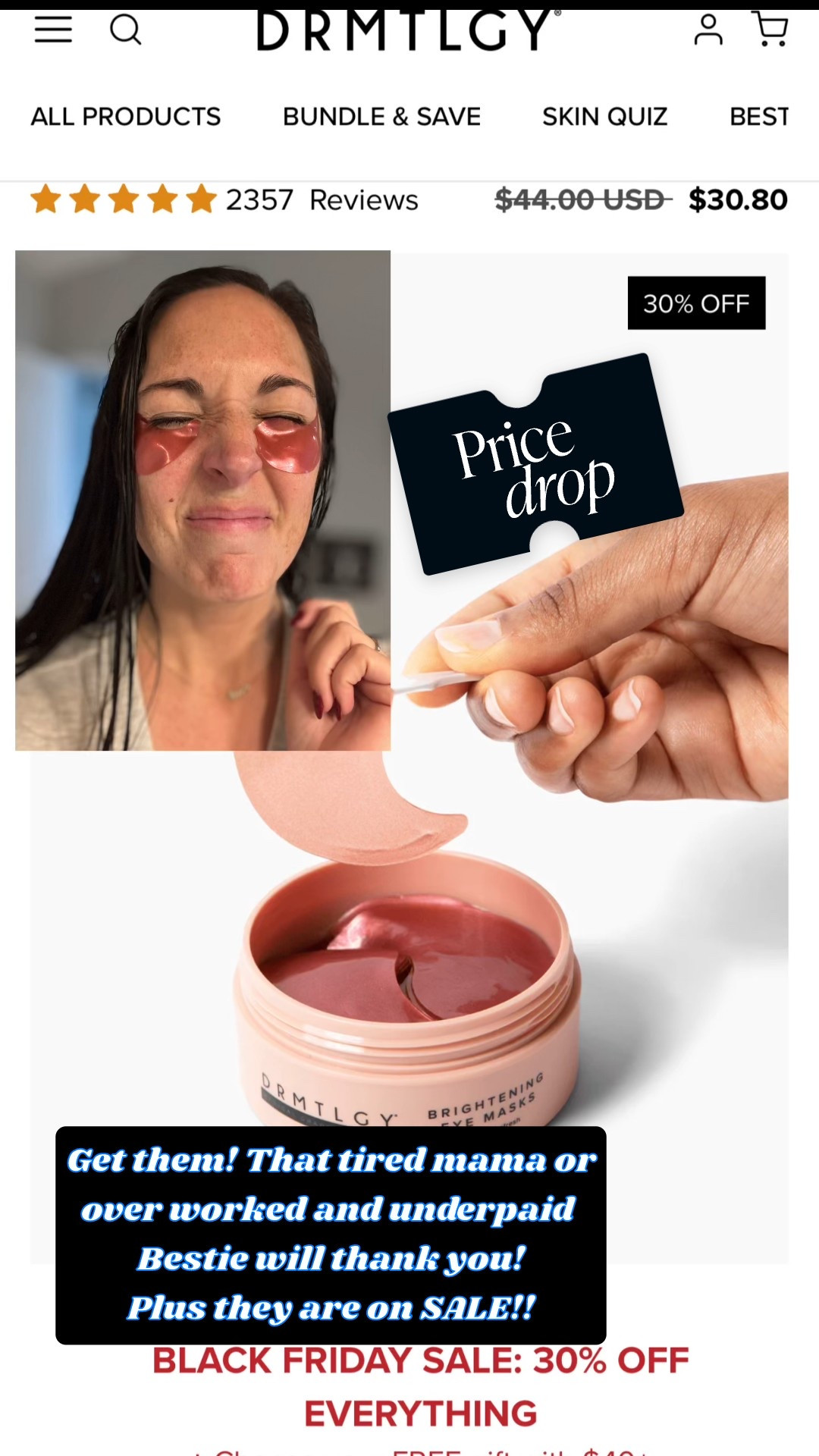 You can’t beat a $30 gift! Especially one from this brand. 
Pamper and de-puff those under eyes!
Packed with caffeine, hyaluronic acid !
60 eye masks - that’s $.50 a day for a quick pamper and wake up routine!
😘

#LTKCyberWeek #LTKFindsUnder50 #LTKGiftGuide