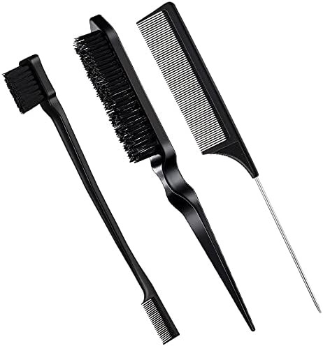 Amazon.com : Geiserailie 3 Pcs Slick Brush Set Bristle Hair Brush Teasing Comb Edge Hair Brush Gr... | Amazon (US)