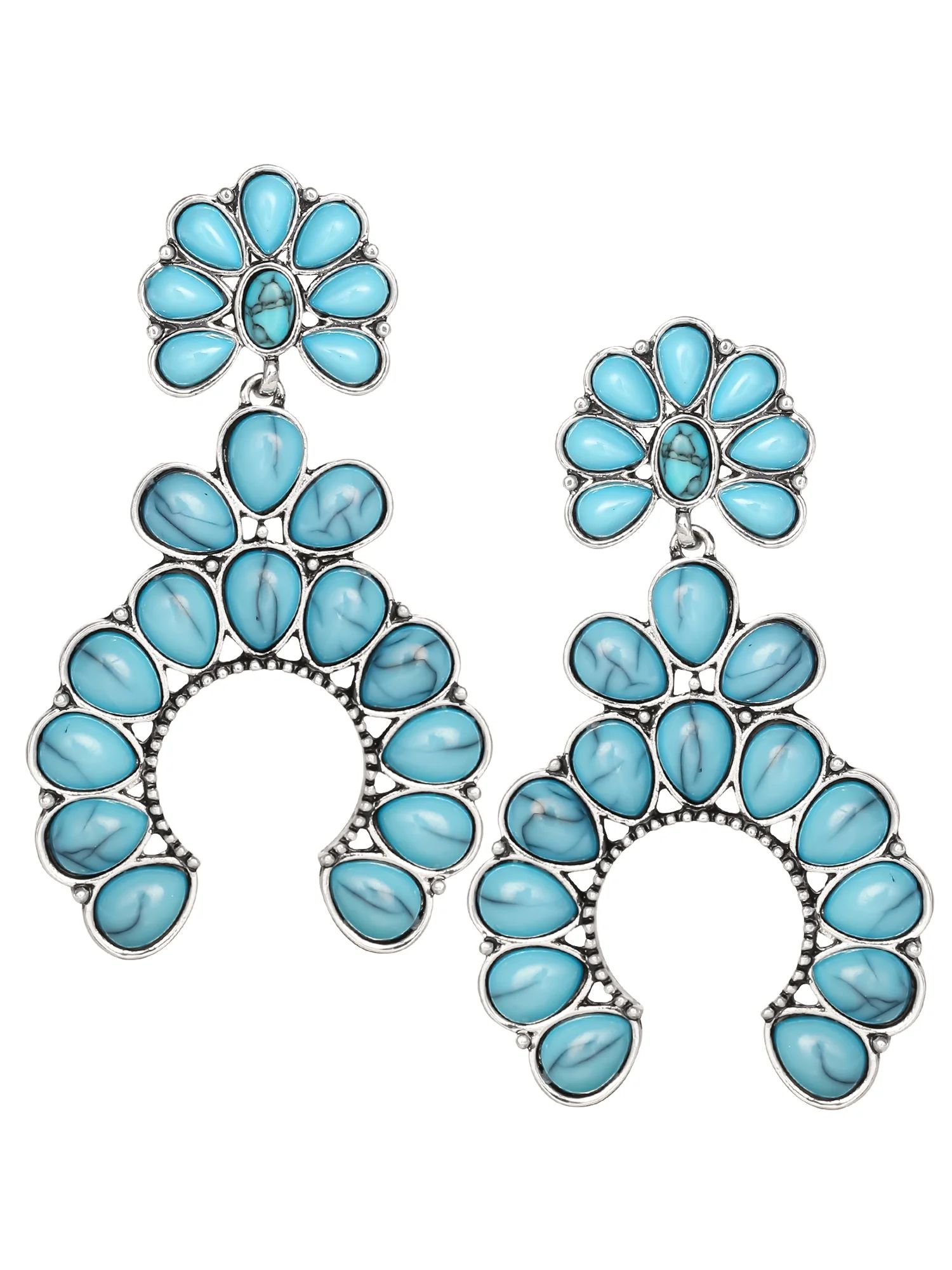Jessica Simpson Fashion Metal Faux Turquoise Stone Drop Earring | Walmart (US)