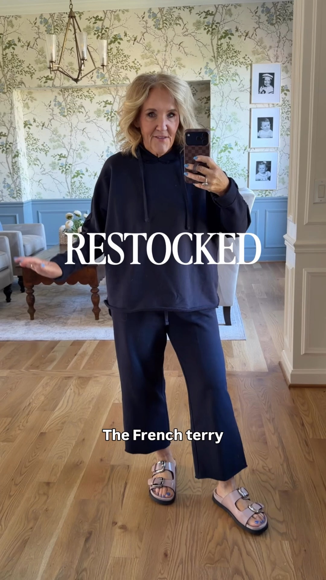 Quince French terry shop now!!! 
Wearing size medium 
Travel outfit loungewear 

#LTKPetite #LTKTravel #LTKOver40