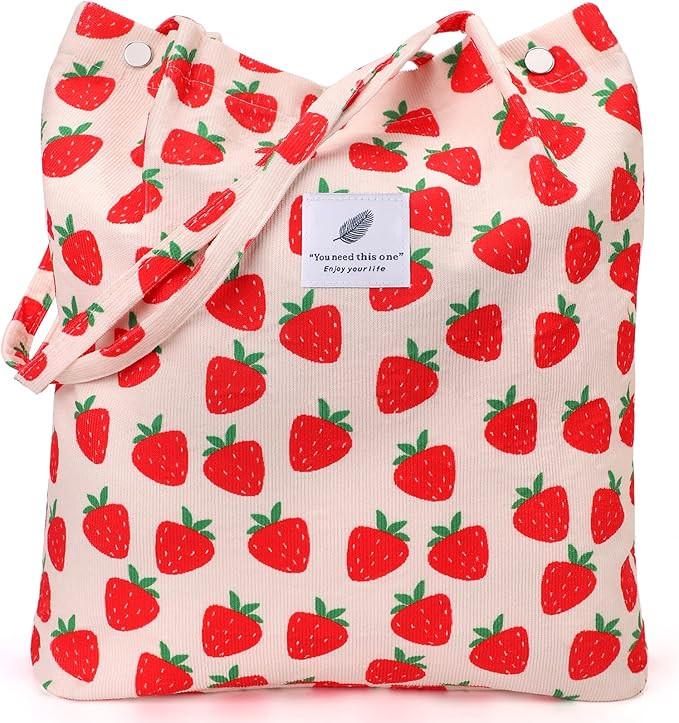 Corduroy Tote Bags for Women, Large Capacity Tote Purse Reusable Grocery Shoulder Bag with Inner ... | Amazon (US)