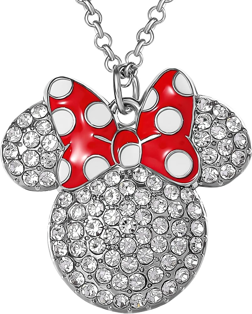 Disney Women’s Minnie and Mickey Mouse Pave Crystal Necklaces – Officially Licensed Jewelry, ... | Amazon (US)
