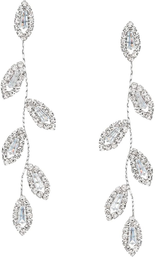 SWEETV Crystal Wedding Earrings for Brides, Bridesmaid, Bridal Earrings for Wedding, Fancy Cubic ... | Amazon (US)