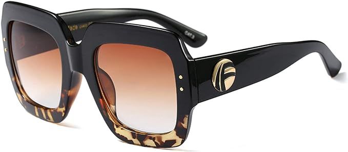 FEISEDY Oversized Square Sunglasses Multi Tinted Glitter Frame Stylish Inspired B2276 | Amazon (US)