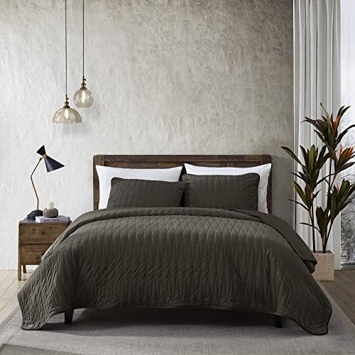 Brielle Premium Heavy Velvet Quilt Set with Cotton Backing, King, Charcoal | Amazon (US)
