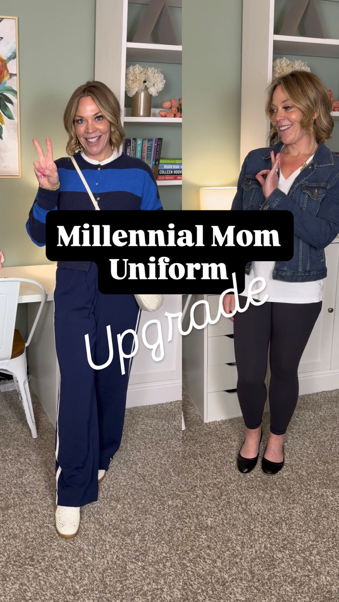 ✨millennial mom uniform upgrade✨

same comfort
just a little more polished

leggings + denim jacket + flats had a very long run in our lives
but lately I’ve been realizing we don’t actually need to sacrifice comfort to look a little more put together

wide leg track pants
a great cardigan
good sneakers
a leather crossbody bag
a little jewelry

suddenly the outfit just feels… better

tell me I’m not the only one who wore the one on the right for about 8 years🤦‍♀️

be honest — which one are you wearing right now?

#LTKOver40 #LTKootd #LTKPetite