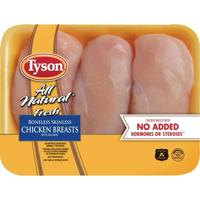 Tyson All Natural, Fresh, Boneless, Skinless Chicken Breasts, 1.75 - 3.0 lb Tray | Walmart (US)