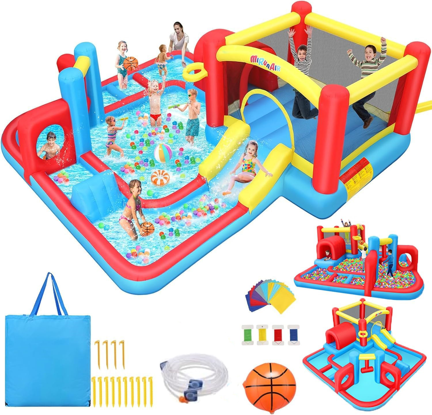 Adnoom Inflatable Water Slide with Large Splash Pool, Kids Bounce House w/Slide,Obstacles,Climbin... | Walmart (US)