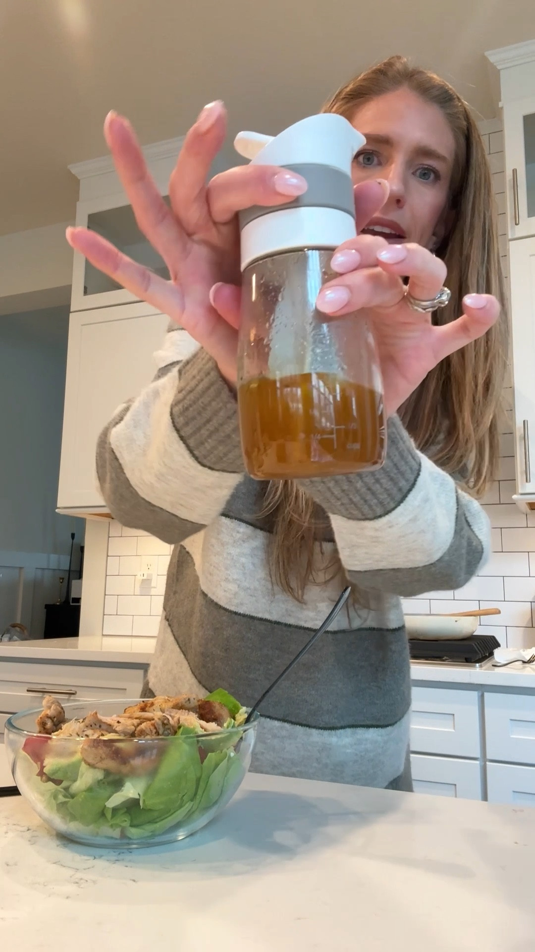 Sale dressing container that has a spinner inside that mixes everything today 