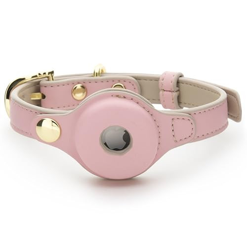 NINA WOOF Cupertino Dog Collars, Harnesses & Leashes Made from Vegan Leather with Dog Tracker Device Holder Adjustable Dog Collar (Extra Small (Neck: 9x12), Pink) | Amazon (US)