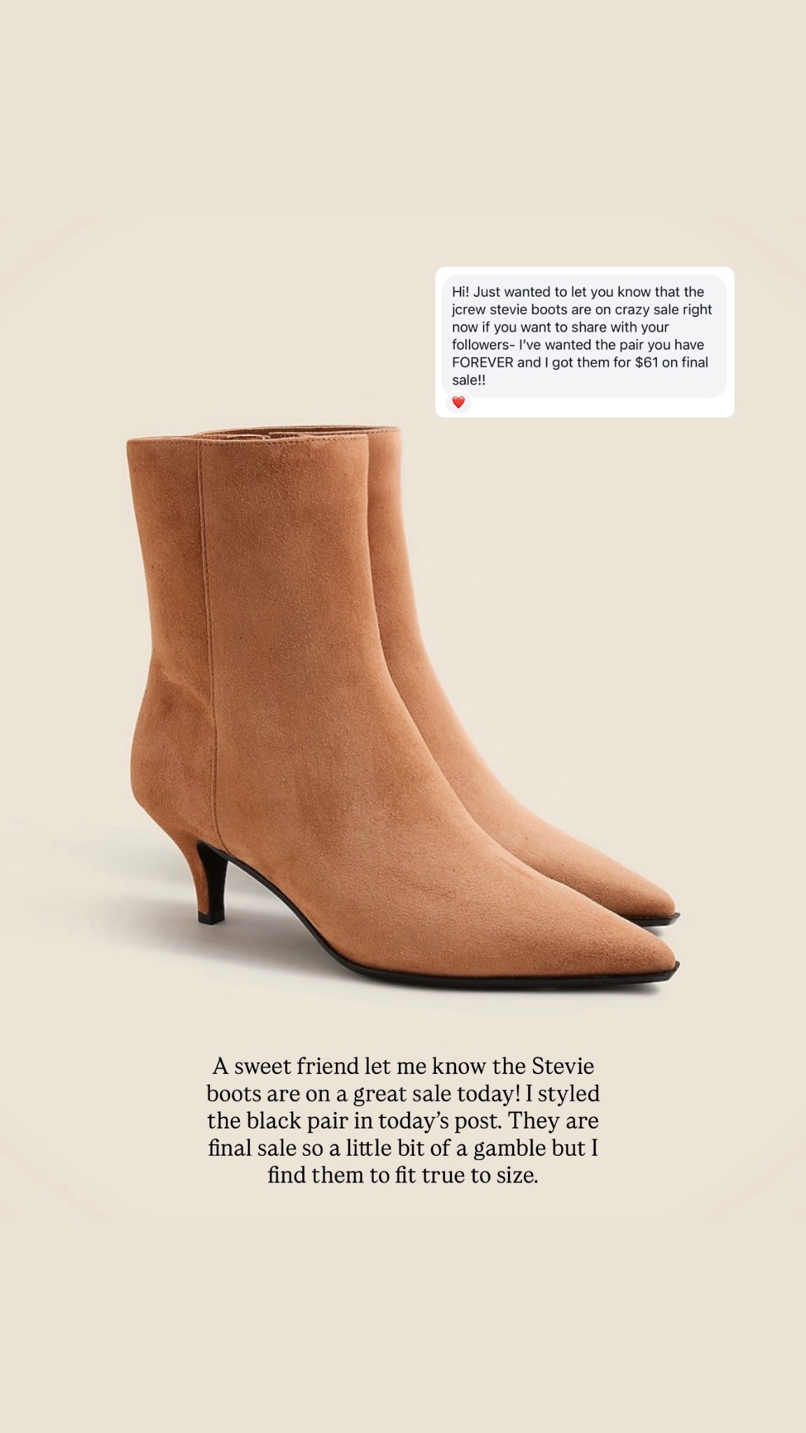 The Stevie boots are discounted under $100 today! Final sale but if you’re confident in your sizing I find them to fit true to size. 

#LTKPetite