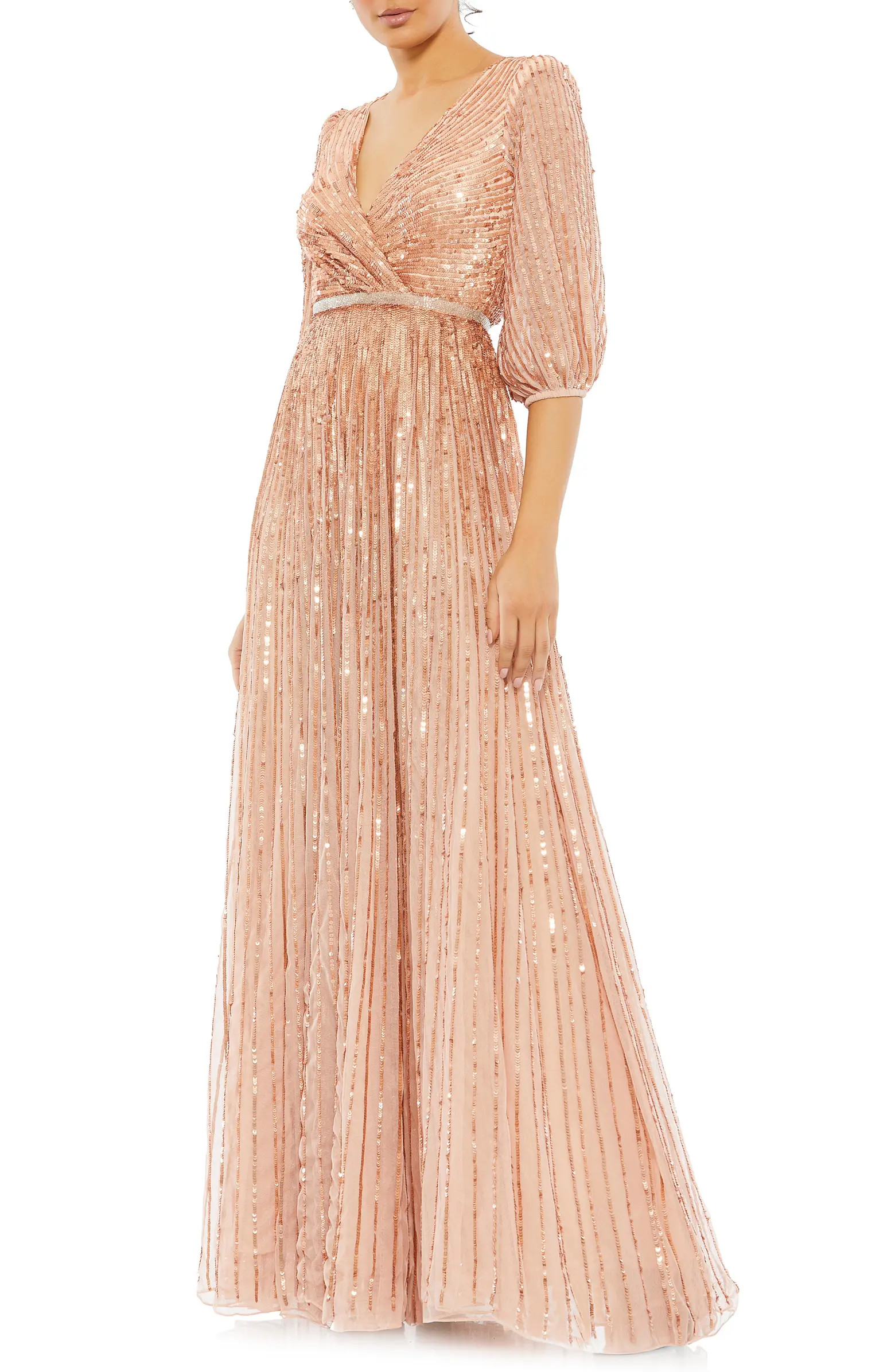 Mac Duggal Sequin Faux Wrap Gown | Nordstrom | Nordstrom