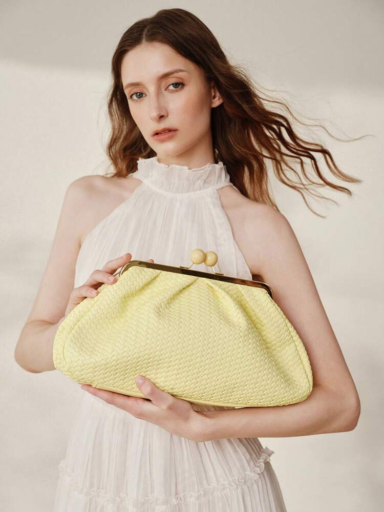 MOTF WOMEN'S FASHION CLIP LIGHT YELLOW CLUTCH BAG, EXQUISITE PARTY PARTY WOVEN DINNER BAG, SUITAB... | SHEIN