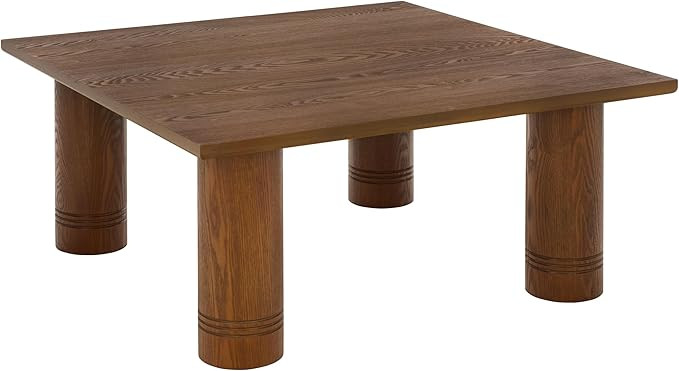 SAFAVIEH Furniture - Aramin Square Coffee Table - Walnut - Modern Living Room Table with Sculptur... | Amazon (US)