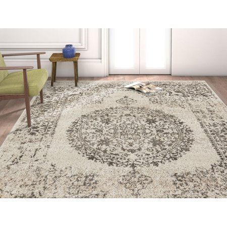 Well Woven Serenity Mora Traditional 7'10" x 9'10" Vintage Distressed Medallion Ivory Area Rug | Walmart (US)