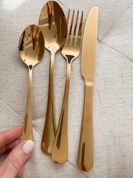 Gold flat wear that holds up in the dishwasher! A great price too 
Easter table setting 

#LTKSeasonal #LTKfindsunder50 #LTKhome