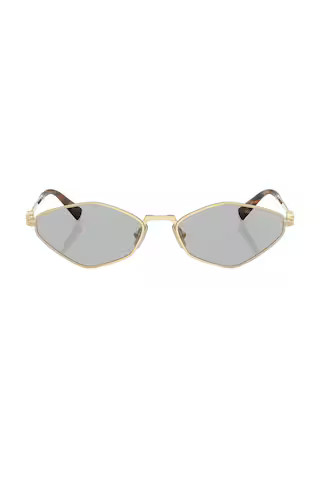 Miu Miu Geometric Sunglasses in Pale Gold from Revolve.com | Revolve Clothing (Global)